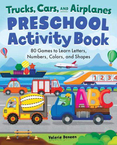 Trucks, Cars, and Airplanes Preschool Activity Book