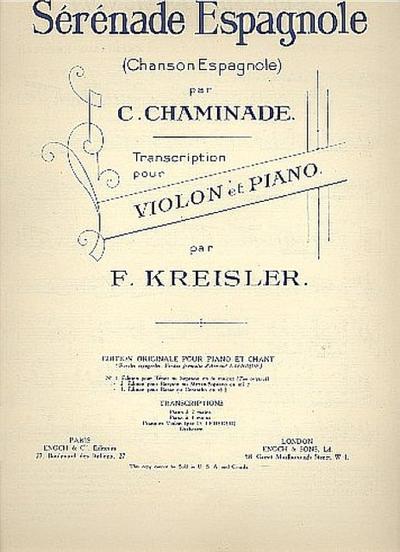 Sérenade Espagnolepour violon et piano