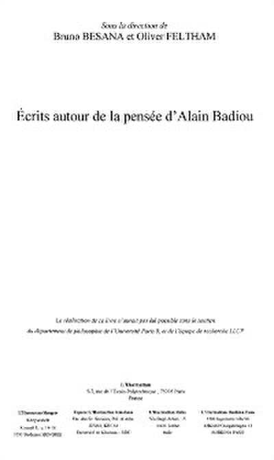 Ecrits autour de la pensée d’’Alain Badiou