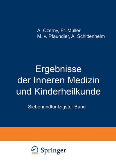 Ergebnisse der Inneren Medizin und Kinderheilkunde