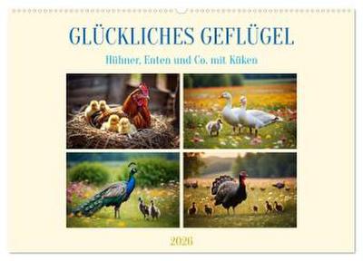 Glückliches Geflügel (Wandkalender 2026 DIN A2 quer), CALVENDO Monatskalender