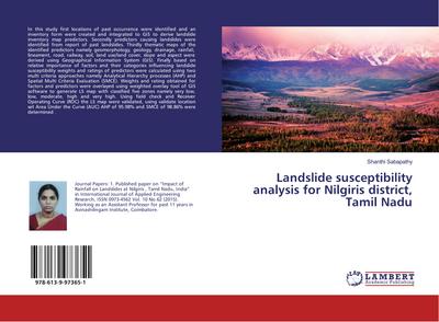 Landslide susceptibility analysis for Nilgiris district, Tamil Nadu