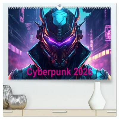 Cyberpunk (hochwertiger Premium Wandkalender 2026 DIN A2 quer), Kunstdruck in Hochglanz