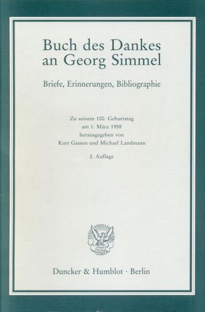 Buch des Dankes an Georg Simmel.