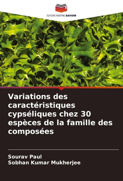 Variations des caractéristiques cypséliques chez 30 espèces de la famille des composées