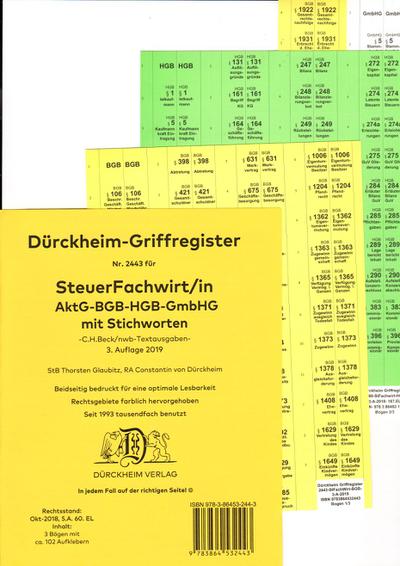 DürckheimRegister® STEUERFACHWIRT/IN - Wirtschaftsgesetze (AktG-BGB-HGB-GmbHG) mit Stichworten (2020)