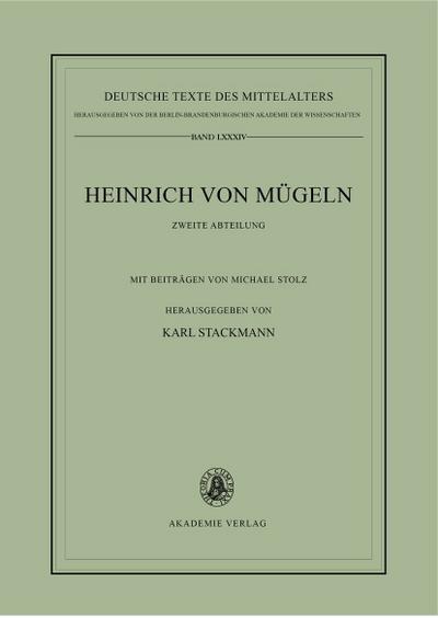 Die kleineren Dichtungen Heinrichs von Mügeln