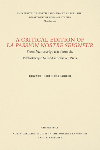 A Critical Edition of La Passion Nostre Seigneur