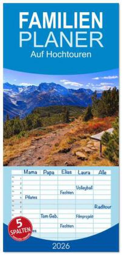 Familienplaner 2026 - Auf Hochtouren mit 5 Spalten (Wandkalender, 21 x 45 cm) CALVENDO