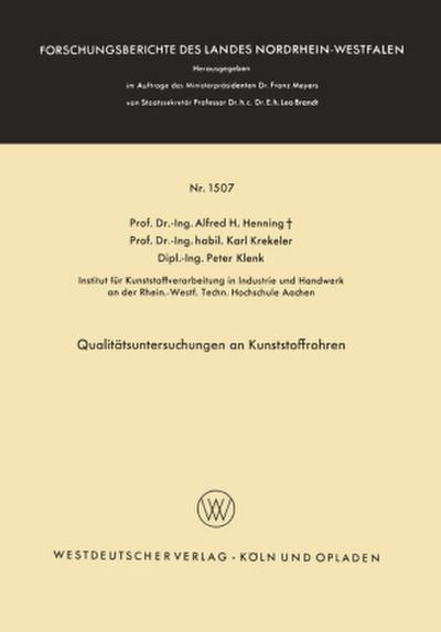 Qualitätsuntersuchungen an Kunststoffrohren