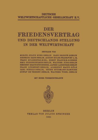 Der Friedensvertrag und Deutschlands Stellung in der Weltwirtschaft