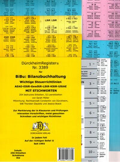 DürckheimRegister® BiBu-BILANZBUCHHALTUNG für SteuerRichtlinien mit Stichworten
