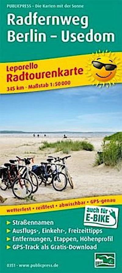 PublicPress Radwanderkarte Radfernweg Berlin - Usedom, 17 Teilktn.