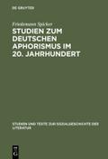 Studien zum deutschen Aphorismus im 20.Jahrhundert