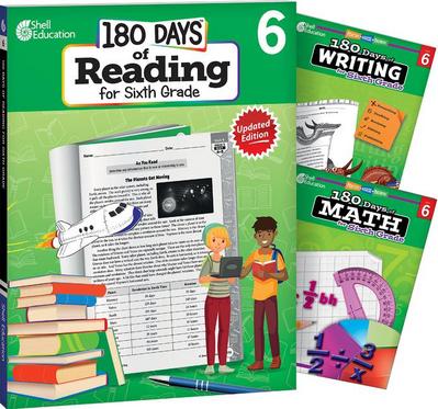 180 Days(tm) Reading, Writing and Math for Grade 6: 3-Book Set