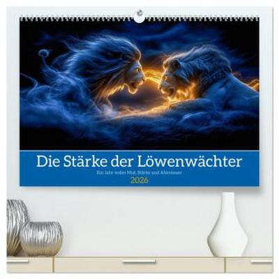 Die Stärke der Löwenwächter (hochwertiger Premium Wandkalender 2026 DIN A2 quer), Kunstdruck in Hochglanz