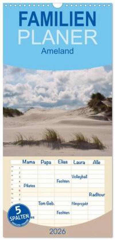Familienplaner 2026 - Ameland mit 5 Spalten (Wandkalender, 21 x 45 cm) CALVENDO