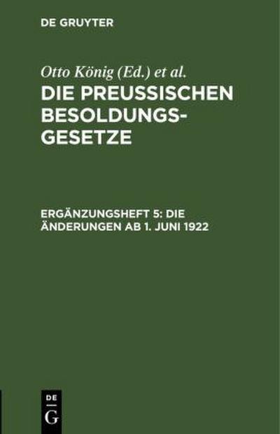 Die Änderungen ab 1. Juni 1922