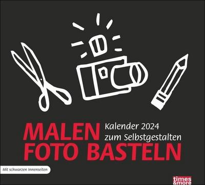 Bastelkalender 2024 schwarz. Kalender selber basteln und mit eigenen Fotos füllen. Der Blanko-Kalender 2024 für Ihre ganz persönliche Gestaltung.