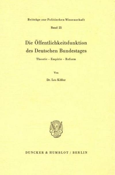 Die Öffentlichkeitsfunktion des Deutschen Bundestages.