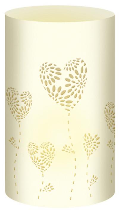 URSUS 5 Silhouetten-Tischlichter "Filigrano - Herzblumen", creme
