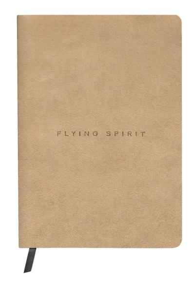Flying Spirit, Notizbuch A5 mit Fadenbindung und Vintage-Ledereinband, beige, 90 Blatt 90g liniert