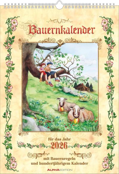 Bauernkalender 2025 - Bildkalender A3 (29,7x42 cm) - mit Feiertagen (DE/AT/CH) und Platz für Notizen - inkl. Bauernregeln - Wandkalender