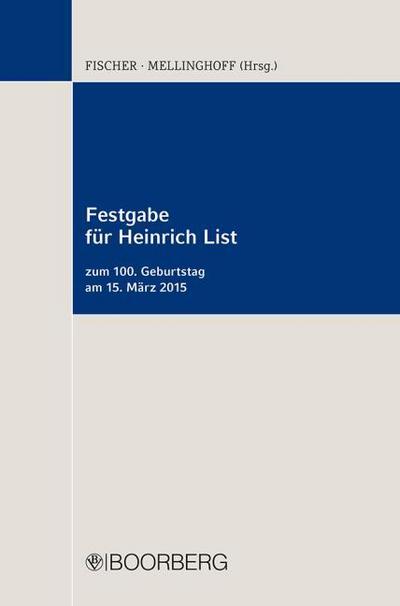 Festgabe fr Heinrich List