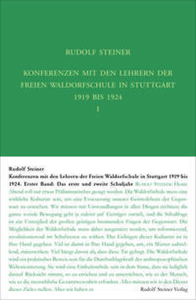 Konferenzen mit den Lehrern der Freien Waldorfschule 1919 bis 1924