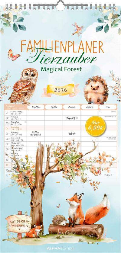 Familienplaner Tierzauber im Format 22 x 45