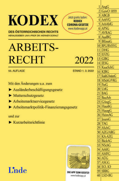 KODEX Arbeitsrecht 2022 (Kodex des Österreichischen Rechts)