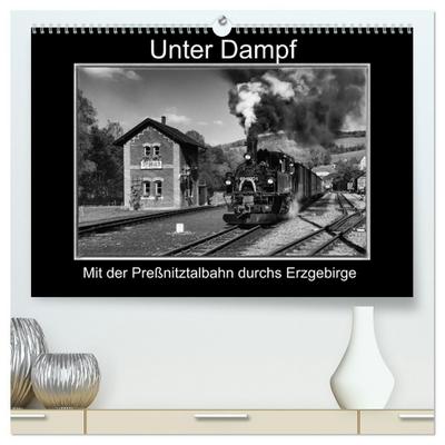 Unter Dampf - Mit der Preßnitztalbahn durchs Erzgebirge (hochwertiger Premium Wandkalender 2026 DIN A2 quer), Kunstdruck in Hochglanz
