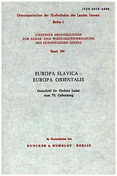 Europa Slavica - Europa Orientalis.