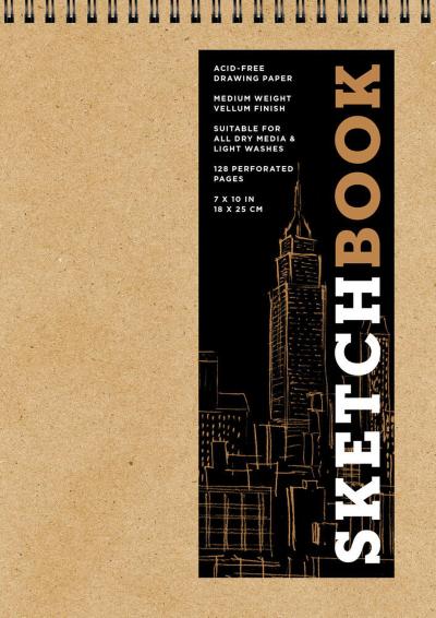 Sketchbook 7 x 10" Fliptop Landscape Kraft Spiral Hardcover Mixed Media Sketchbook for Drawing