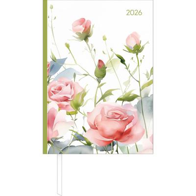 Buchkalender Style Roses 2026 - Büro-Kalender A5 - Cheftimer - 1 Tag 1 Seite - 352 Seiten - Rose - Alpha Edition