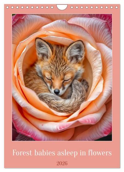 Forest babies asleep in flowers (Wall Calendar 2026 DIN A4 portrait), CALVENDO 12 Month Wall Calendar