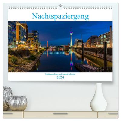 Nachtspaziergang (hochwertiger Premium Wandkalender 2024 DIN A2 quer), Kunstdruck in Hochglanz