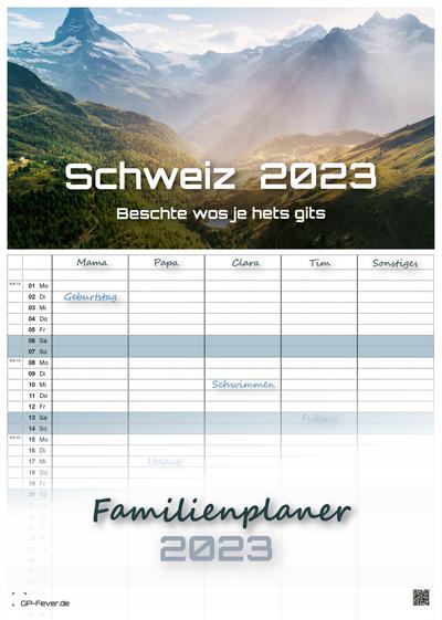 Schweiz - 2023 - Kalender DIN A3 - (Familienplaner)