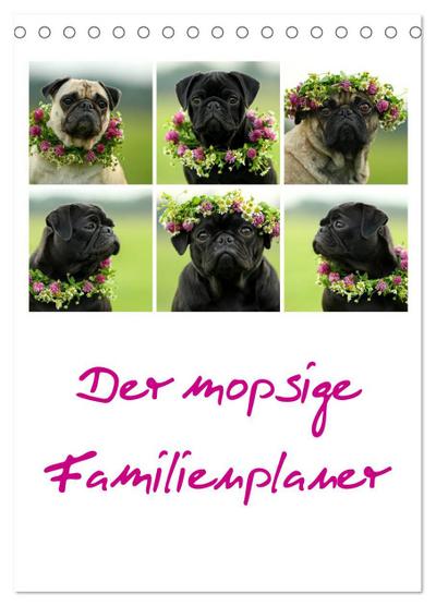 Der mopsige Familienplaner (Tischkalender 2024 DIN A5 hoch), CALVENDO Monatskalender