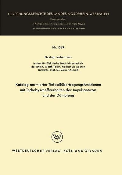 Katalog normierter Tiefpaßübertragungsfunktionen mit Tschebyscheffverhalten der Impulsantwort und der Dämpfung