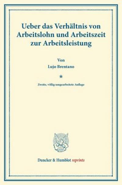 Ueber das Verhältnis von Arbeitslohn und Arbeitszeit zur Arbeitsleistung.