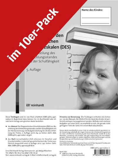 Testbogen zu den Diagnostischen Einschätzskalen (DES) zur Beurteilung des Entwicklungsstandes und der Schulfähigkeit
