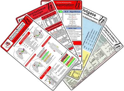 Intensiv-Station Karten-Set - Analgesie & Sedierung, Blutgase & Differentialdiagnose, Herzrhythmusstörungen, Inkompatibilitäten intravenöser Medikamente, Reanimation