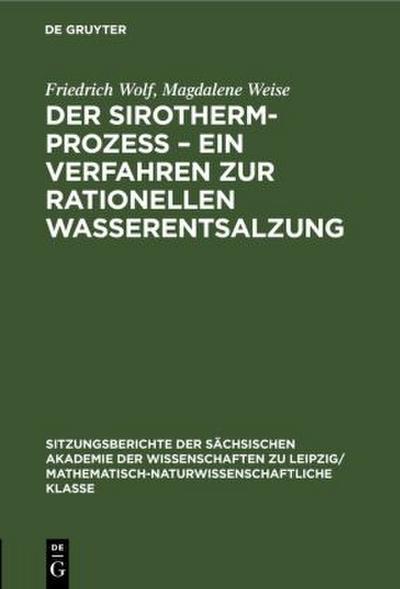 Der Sirotherm-Prozess - Ein Verfahren zur rationellen Wasserentsalzung