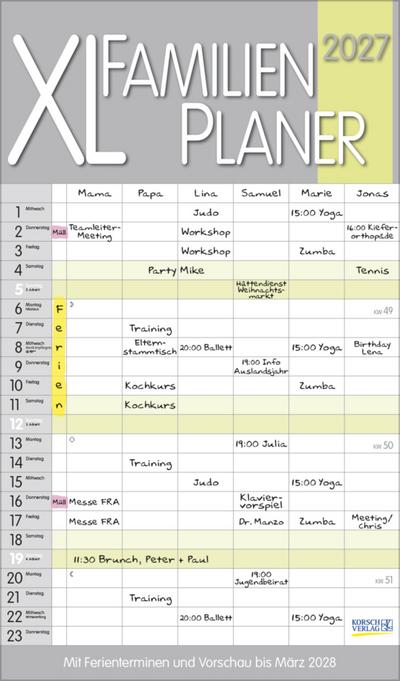 XL Familienplaner Pastell 2027 