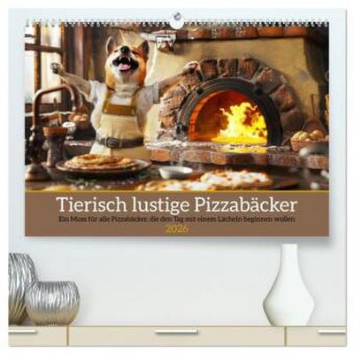 Tierisch lustige Pizzabäcker (hochwertiger Premium Wandkalender 2026 DIN A2 quer), Kunstdruck in Hochglanz