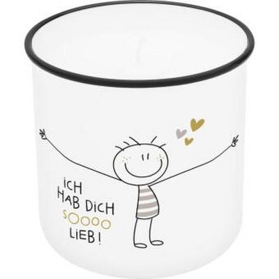 Lieblingskerze in Emailleoptik Motiv "Hab dich soooo lieb"