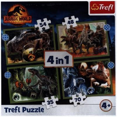 4 in 1 Puzzle 35, 48, 54, 70 Teile  Jurassic World (Kinderpuzzle)