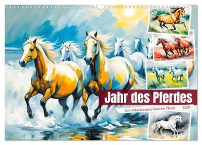 Jahr des Pferdes - Der unbezähmbare Geist der Pferde (Wandkalender 2026 DIN A3 quer), CALVENDO Monatskalender