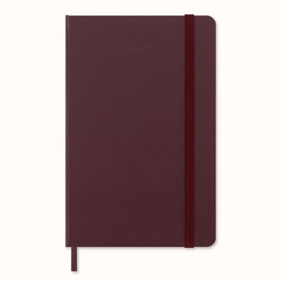 Moleskine 12 Monate Wochen Notizkalender 2024, Pocket/A6, 1 Wo = 1 Seite, Rechts Linierte Seite, Fester Einband, Burgundrot